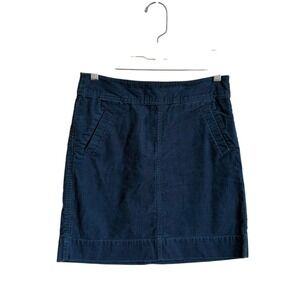 Loft Corduroy Skirt A-Line Mini Blue‎ Pockets Career Casual Womens size 0